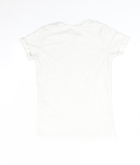 Primark Girls White Basic T-Shirt Size 9-10 Years - FOLLOW YOUR DREAMS