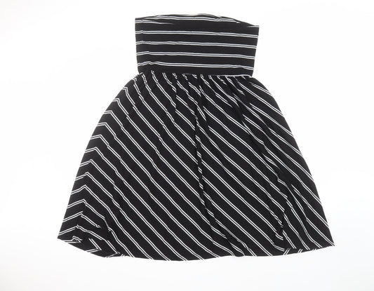 ESMARA Womens Black Striped A-Line Size L
