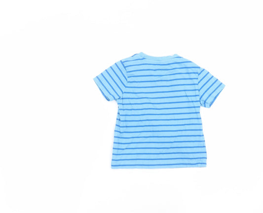 F&F Boys Blue Striped Basic T-Shirt Size 3-4 Years