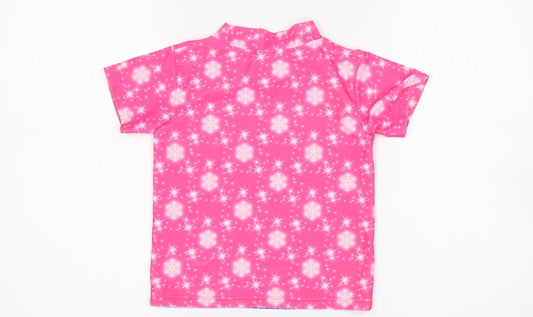 Preworn Girls Pink Basic T-Shirt Size 8 Years - Frozen