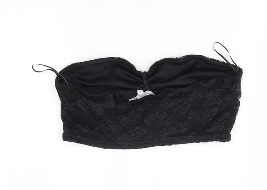 New Look Womens Black Cropped Tank Size 10 - boob tube