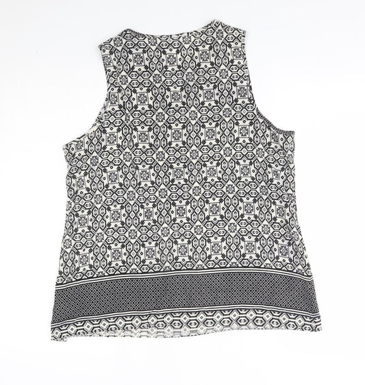 New Look Womens Grey Fair Isle Basic Blouse Size 16 - zip neck