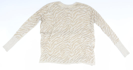 H&M Womens Beige Animal Print Basic T-Shirt Size S