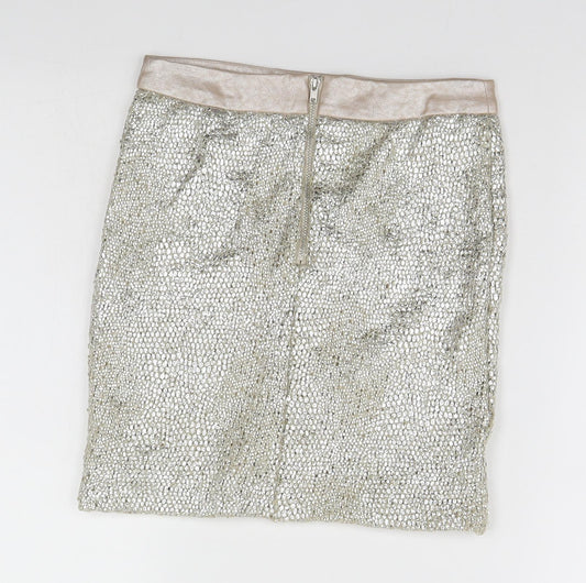 Miss Selfridge Womens Silver Straight & Pencil Skirt Size 4