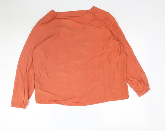 R EDITION Womens Orange Basic Blouse Size 18