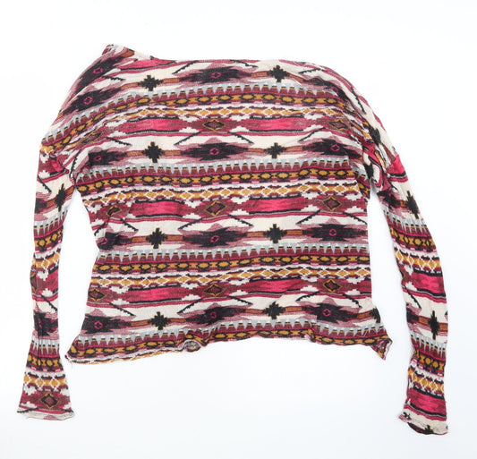 Divided by H&M Womens Pink Geometric Cardigan Jumper Size S