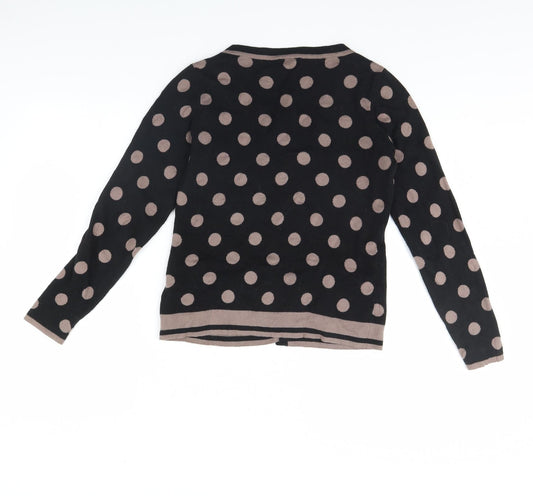 Sarah Womens Black Polka Dot Cardigan Jumper Size S