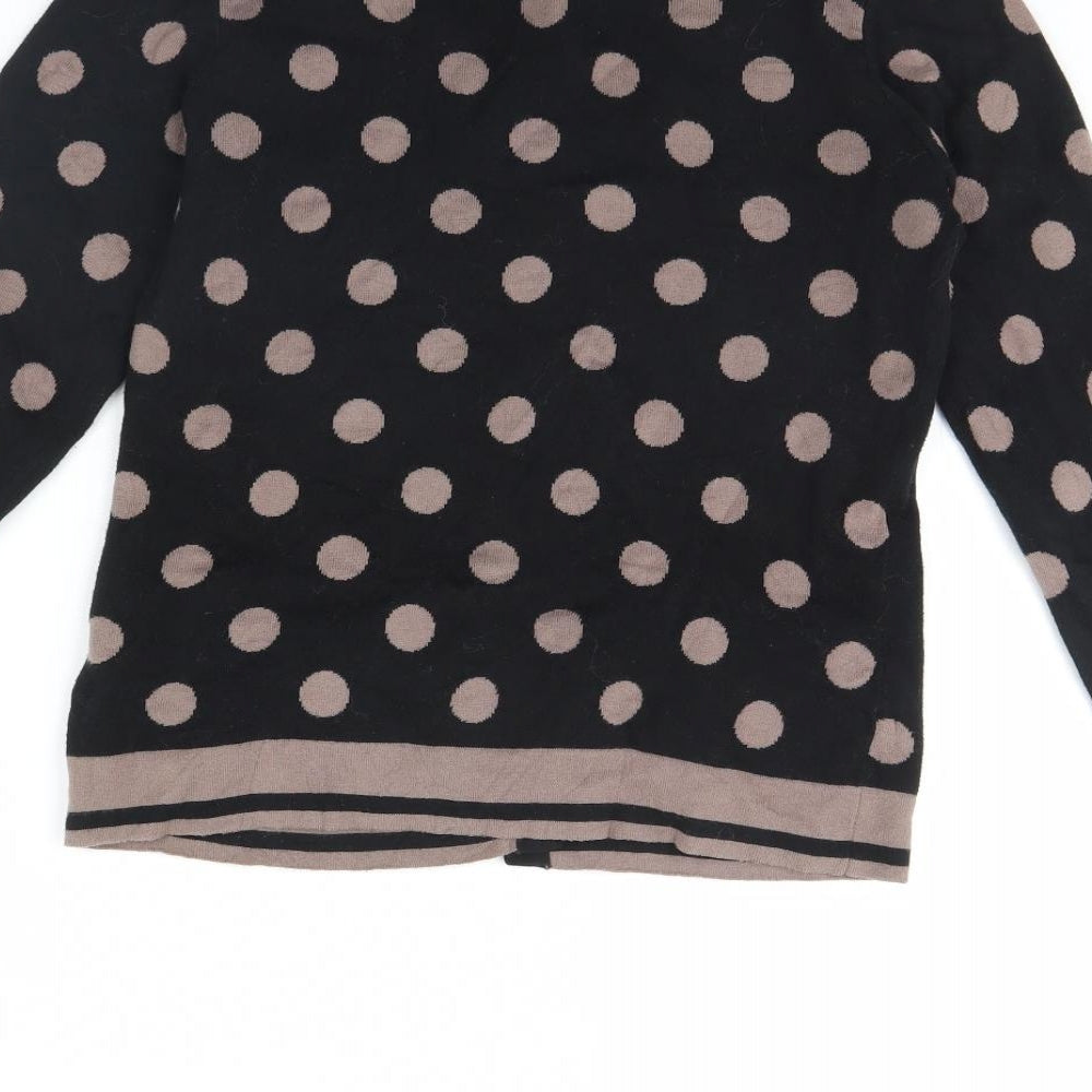 Sarah Womens Black Polka Dot Cardigan Jumper Size S