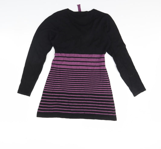 Preworn Womens Black Striped Pullover Jumper Size 8