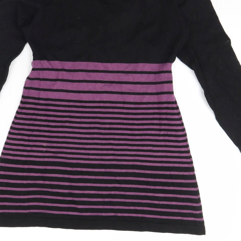 Preworn Womens Black Striped Pullover Jumper Size 8