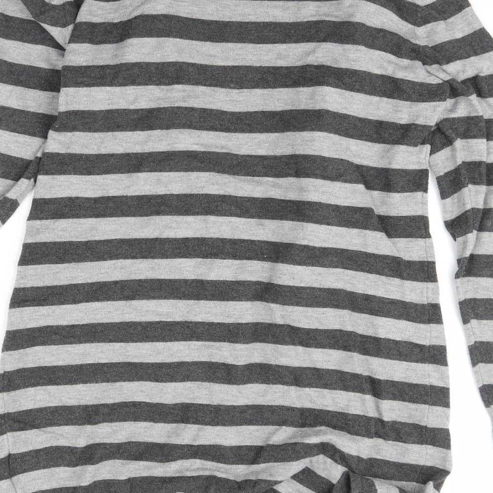 Roman Womens Grey Striped Cardigan Jumper Size 14