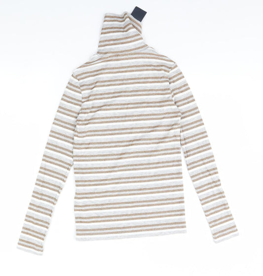 M&S Womens Beige Striped Pullover Jumper Size 6