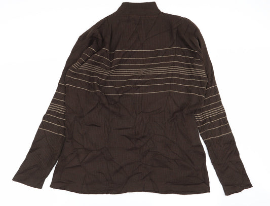 john fields Mens Brown Striped Pullover Jumper Size XL