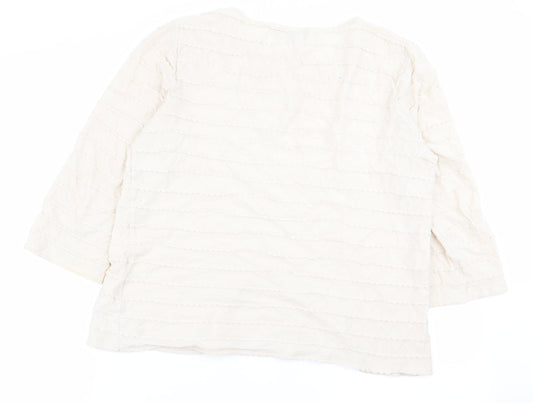 Principles Womens Beige Striped Basic T-Shirt Size 14