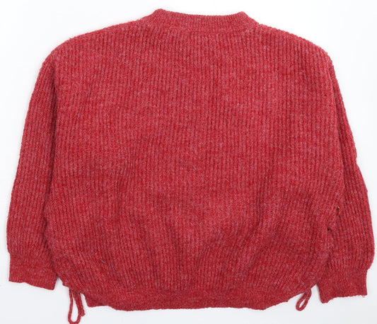 By Swan Womens Red Knit Pullover Jumper One Size