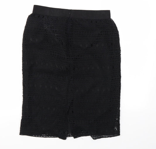 FOREVER 21 Womens Black Houndstooth A-Line Skirt Size M - stretch waistband