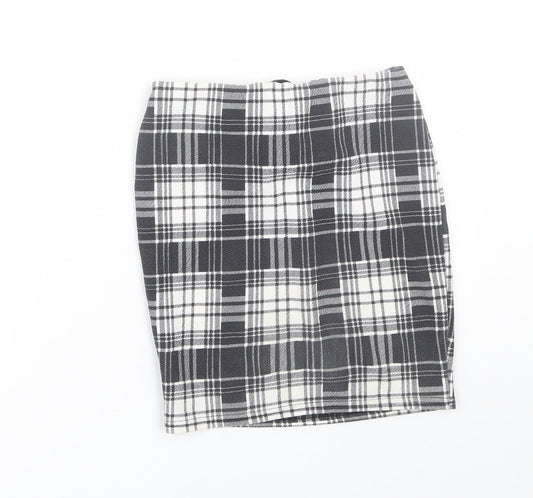 PRETTYLITTLETHING Womens Black Plaid Wrap Skirt Size 6