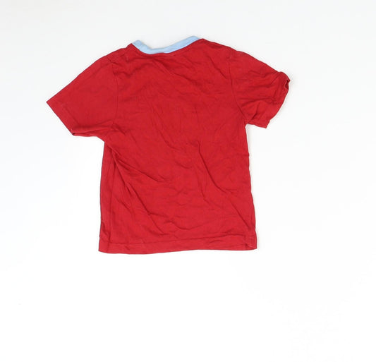 Preworn Boys Red Basic T-Shirt Size 3-4 Years - Football Star