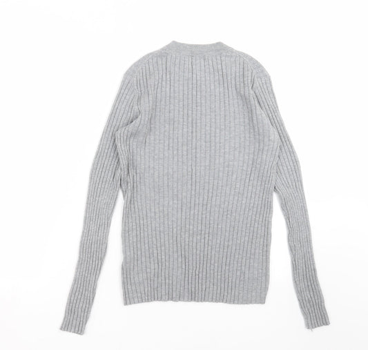 H&M Womens Grey Striped Knit Pullover Jumper Size M