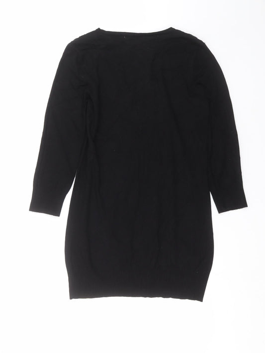 Red Herring Womens Black Knit Pullover Jumper Size 12 - crochet detail