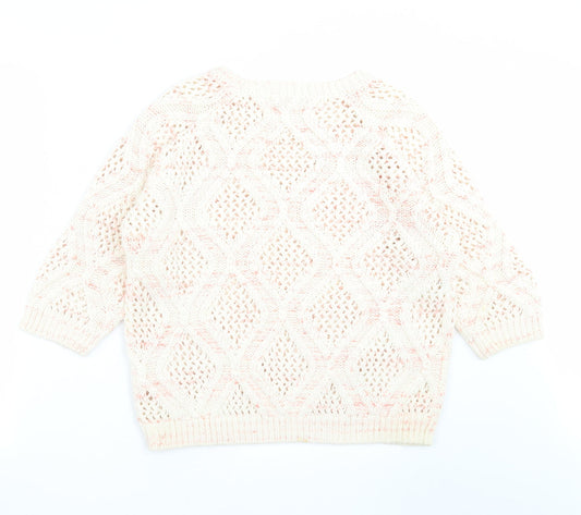 Marks and Spencer Womens Ivory Geometric Knit Pullover Jumper Size 12