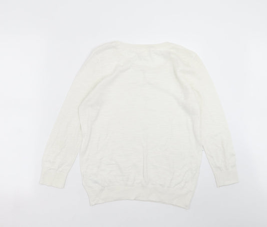 H&M Womens White Knit Pullover Jumper Size M