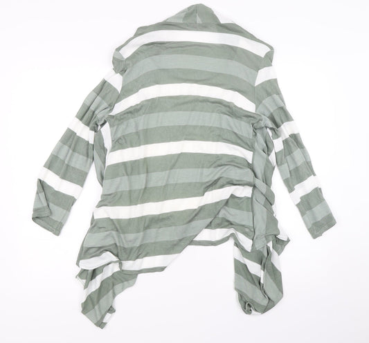 Mimosa Womens Green Striped Basic T-Shirt Size L