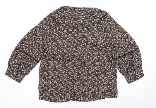 NEXT Womens Brown Floral Basic Blouse Size 6