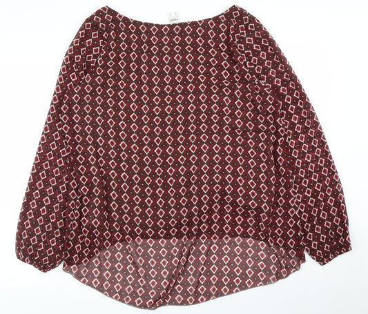 HEINE Womens Purple Argyle/Diamond Basic Blouse Size 16