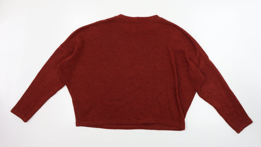 Stradavarius Womens Orange Pullover Jumper Size S