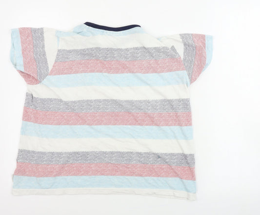 Lee Cooper Girls White Striped Basic T-Shirt Size 13 Years