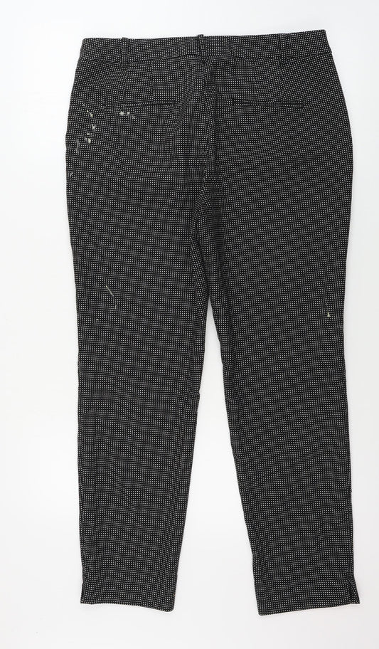 Zara Womens Black Check Trousers Size 8 L25 in