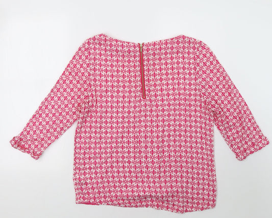 hampton republic Womens Pink Geometric Basic Blouse Size S