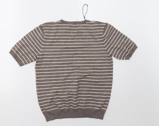 H&M Womens Brown Striped Pullover Sweatshirt Size S