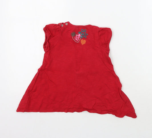 Marks and Spencer Girls Red Basic T-Shirt Size 12 Months