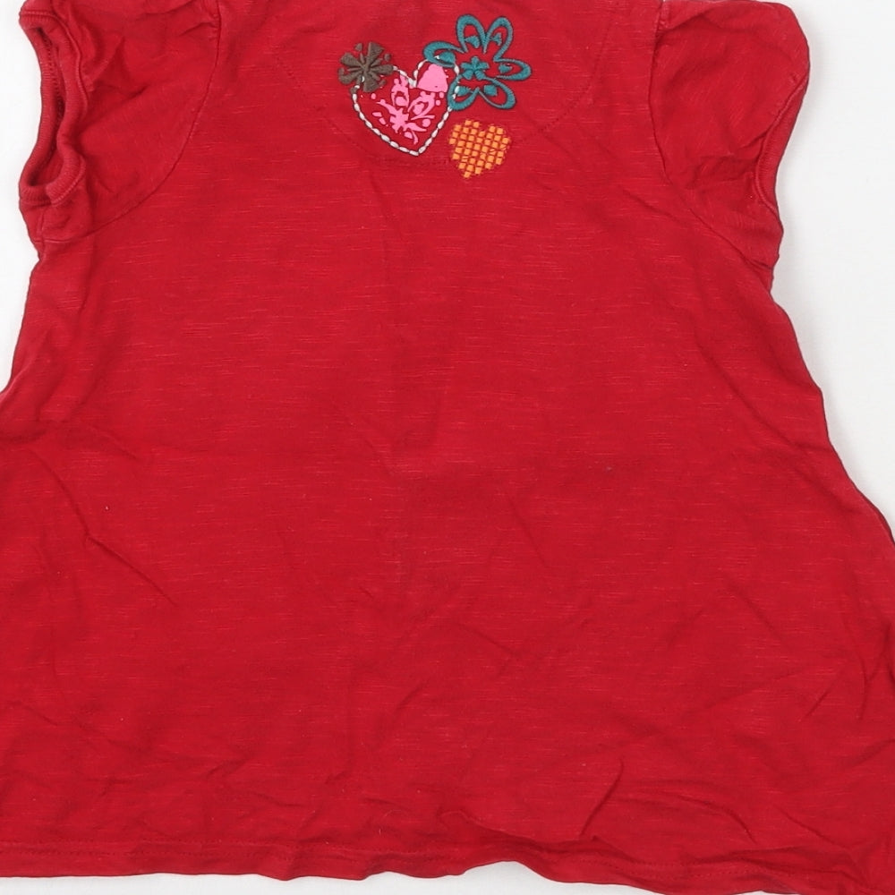 Marks and Spencer Girls Red Basic T-Shirt Size 12 Months