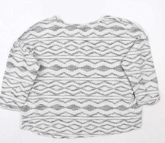 Debenhams Womens White Geometric Pullover Jumper Size 20