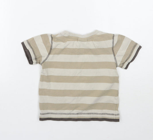 Cherokee Boys Brown Striped Basic T-Shirt Size 2-3 Years