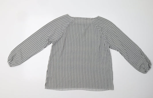 Select Womens White Striped Basic Blouse Size M