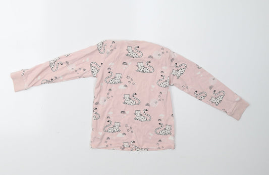 NEXT Girls Pink Top Pyjama Top Size 5-6 Years - Cat Print
