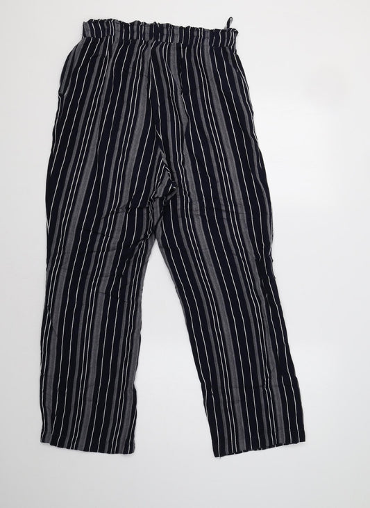 BHS Womens Blue Striped Trousers Size 10 L28 in