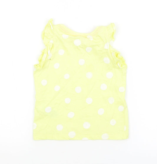 M&S Girls Yellow Spotted Basic Tank Size 2-3 Years