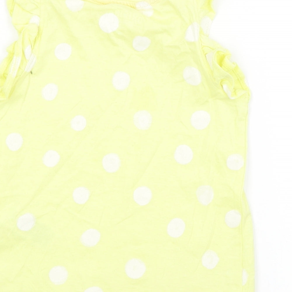 M&S Girls Yellow Spotted Basic Tank Size 2-3 Years