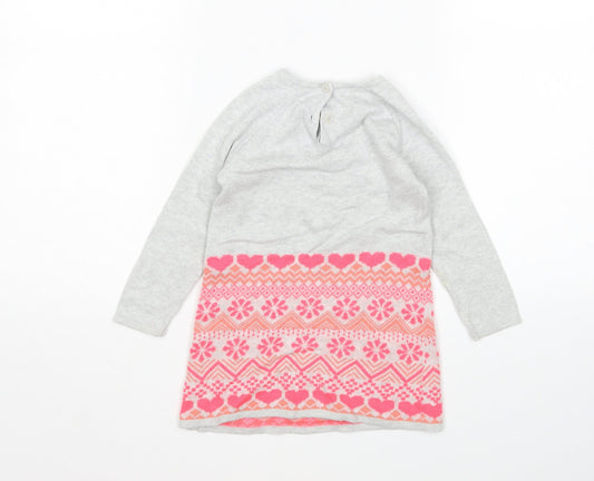 Preowrn Girls Multicoloured Argyle/Diamond Jumper Dress Size 18-24 Months