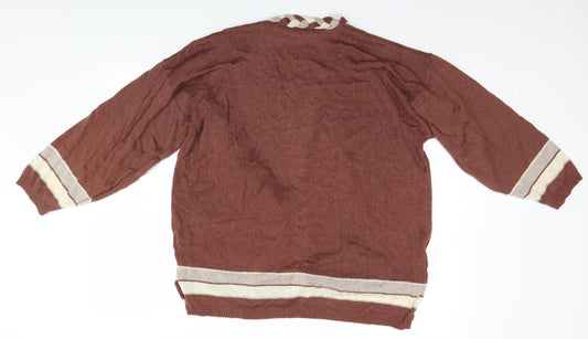 Future Lady Womens Brown Cardigan Jumper Size L
