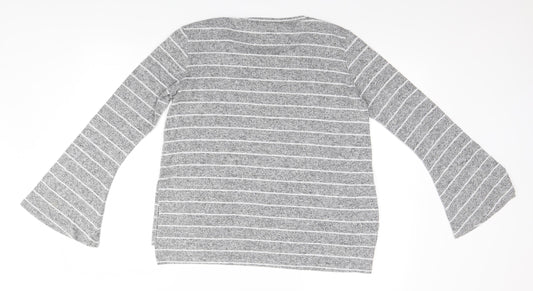 MUDO Womens Grey Striped Pullover Jumper Size M