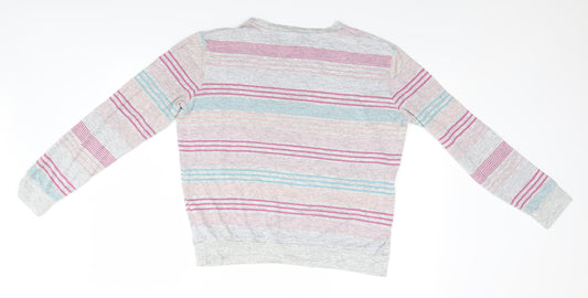 Marks and Spencer Womens Grey Striped Pullover Jumper Size 14