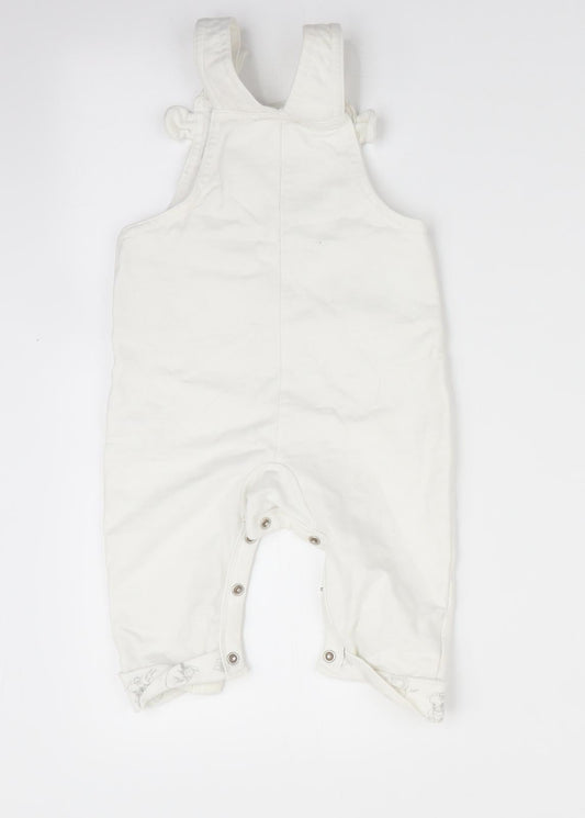 Disney by TU Boys White Animal Print Dungaree One-Piece Size 6-9 Months - Polar Bear face