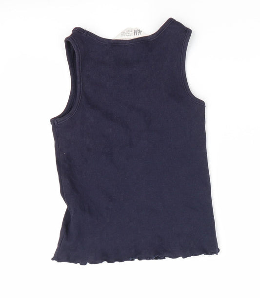 H&M Girls Blue Basic Tank Size 3-4 Years
