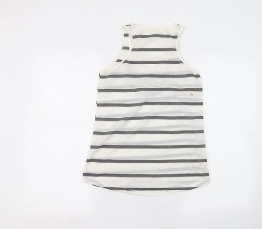Preworn Womens White Striped Basic T-Shirt Size S